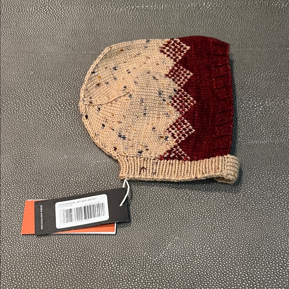 Misha And Puff Burgundy and Cream Knit Hat